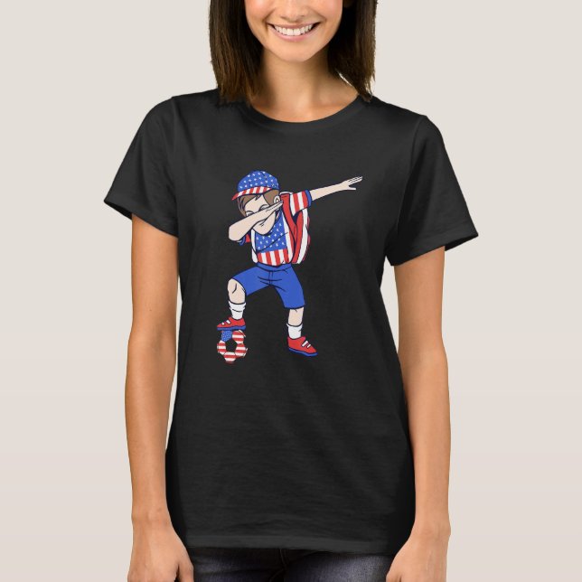 Camiseta USA Soccer Player America Dabbing American Boy (Frente)
