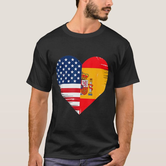 Camiseta Usa Spain Heart - Dual Citizenship  (Frente)