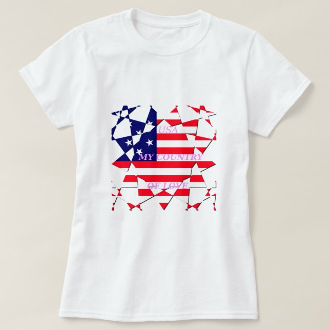 Camiseta USA Star Spangled Love My Country of Love (Frente do Design)