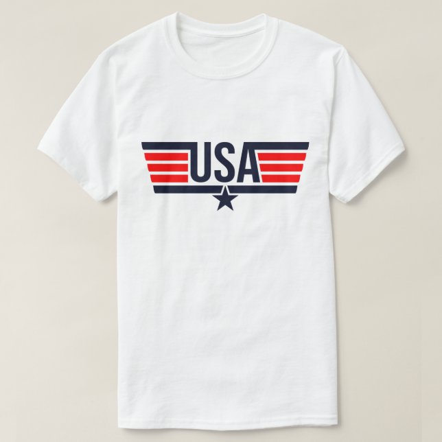 Camiseta USA Stripes White T-shirt (Frente do Design)