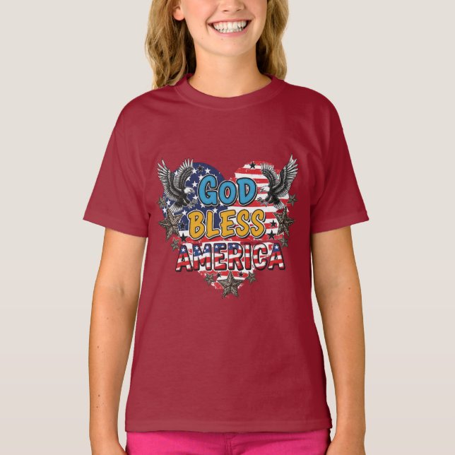 Camiseta USA Strong  God Bless America T-shirt design  (Frente)