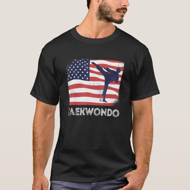 Camiseta Usa Summer Sports Flag Taekwondo Team Gear (Frente)