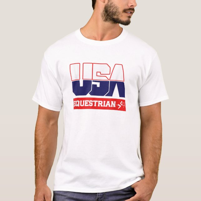 Camiseta USA Team Equestrian men mulheres esporte americano (Frente)