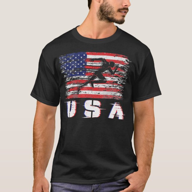 Camiseta USA Track e equipe de campo Americana masculinos d (Frente)