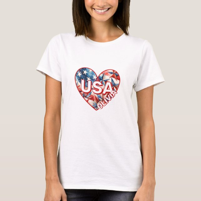 Camiseta USA Womens Add Name T-Shirt (Frente)