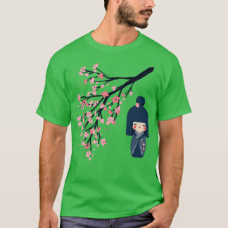 Camiseta Usaburo Kokeshi boneco e Sakura Cherry Bl japonês