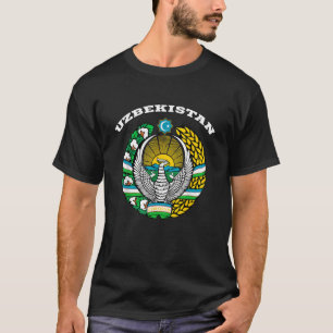 Camiseta Usbequistão Casaco de armas Tee Flag souvenir Uzbe