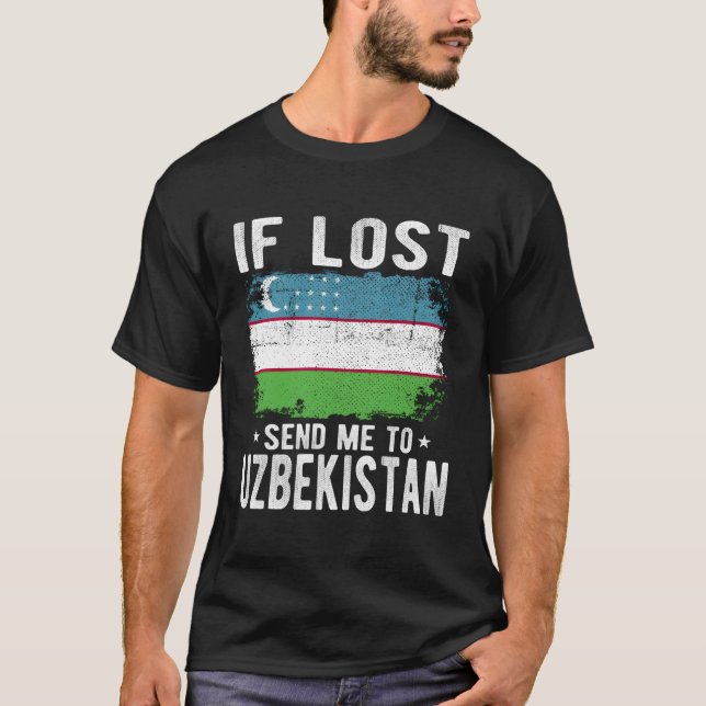 Camiseta Usbequistão Flag Souvenir - Se Perdido Me Enviar P (Frente)