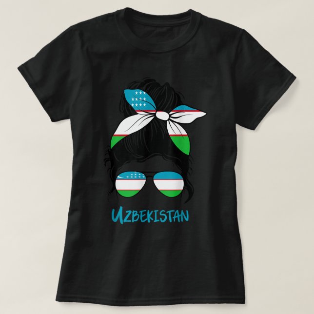 Camiseta Usbequistão Menina Usbequistão bandeira usbeque (Frente do Design)