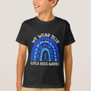 Camiseta Use Azul Arco-Íris Para Conscientização da Alopeci