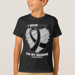 Camiseta Use Preto Pelo Câncer De Pele Melanoma Do Marido
