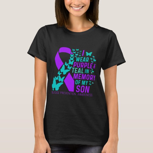 Camiseta Use Roxo E Azul Turquesa Para Prevenção Do Suicídi (Frente)