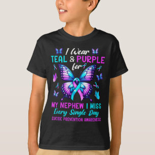 Camiseta Use Verde Água & Roxo Para Prevenção de Suicíd