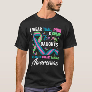 Camiseta Use Verde Azul Rosa para Minha Filha Câncer de Mam