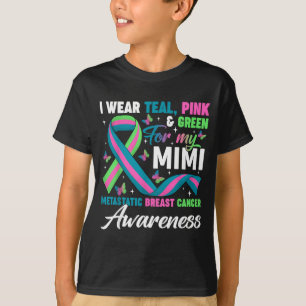 Camiseta Use Verde Azul Rosa por Mimi Câncer de Mama Metast