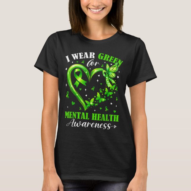 Camiseta Use Verde para o Coração de Conscientização sobre  (Frente)