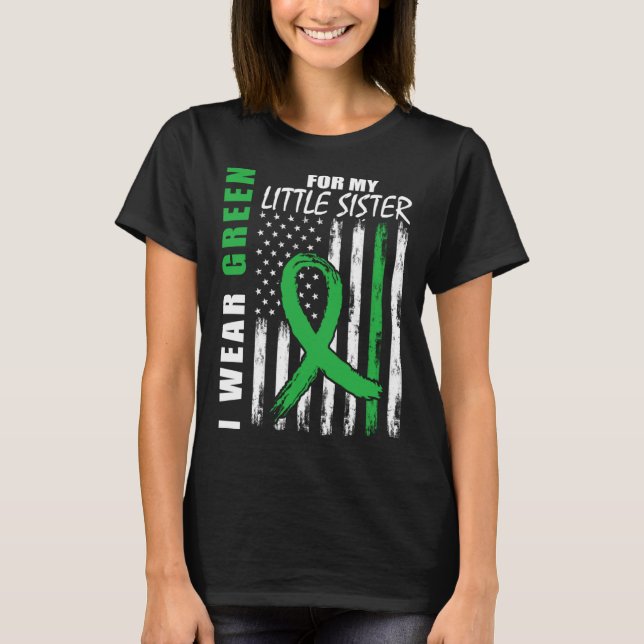 Camiseta Use Verde Pequena Irmã Conscientização sobre Doenç (Frente)