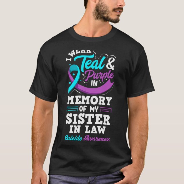 Camiseta Use Verde Teal E Roxo Em Memória Da Cunhada (Frente)