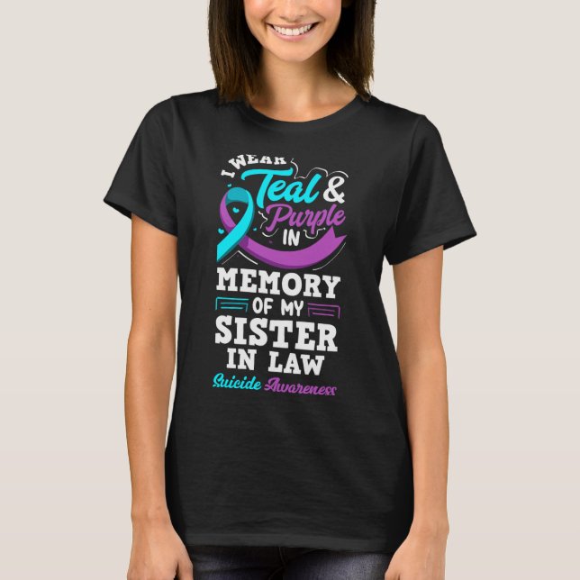 Camiseta Use Verde Teal E Roxo Em Memória Da Cunhada (Frente)