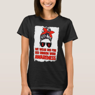 Camiseta Use Vermelho Para a Semana da Fita Vermelha Coque 