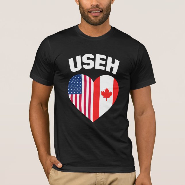 Camiseta USEH America Canada Flag Funny American (Frente)