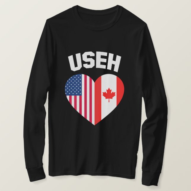 Camiseta USEH America Canada Flag Funny American (Frente do Design)
