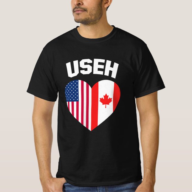 Camiseta USEH America Canada Flag Funny American (Frente)