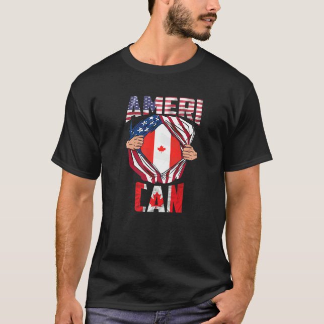 Camiseta Useh Cdn Maple Leaf Half Canadense Half American F (Frente)