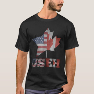 Camiseta USEH Leaf Canadian American Flag Canadá EUA Flag G
