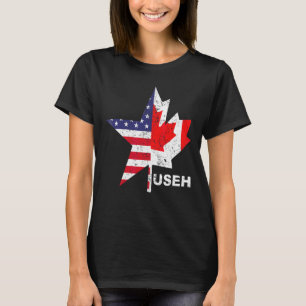 Camiseta Useh Leaf Canadian American Flag Canada Usa Flag