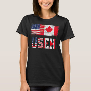 Camiseta Useh Leaf Canadian American Flag Design