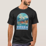 Camiseta Ushuaia Argentina Viagem Art Vintage<br><div class="desc">Ushuaia retro vetor viagem design. É uma cidade de resort na Argentina. Está localizada no arquipélago Tierra del Fuego,  a ponta mais ao sul da América do Sul,  apelidada de "Fim do Mundo".</div>