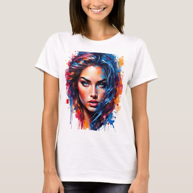 Camiseta Uso cromático - Retrato de Neon Splash (Frente)
