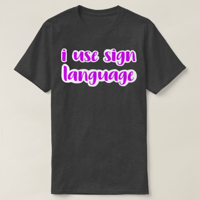 Camiseta uso linguagem de sinais fúchsia (Frente do Design)