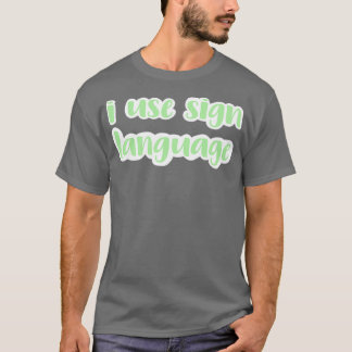 Camiseta uso o verde-claro da linguagem gestual