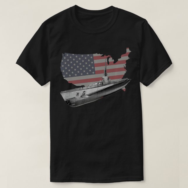 Camiseta USO WW2 Americano Uboat Gato Classe Submarino Subm (Frente do Design)