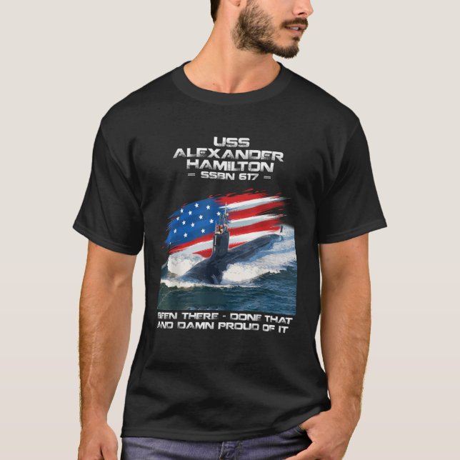 Camiseta USS Alexander Hamilton SSBN 617 American Flag Subm (Frente)