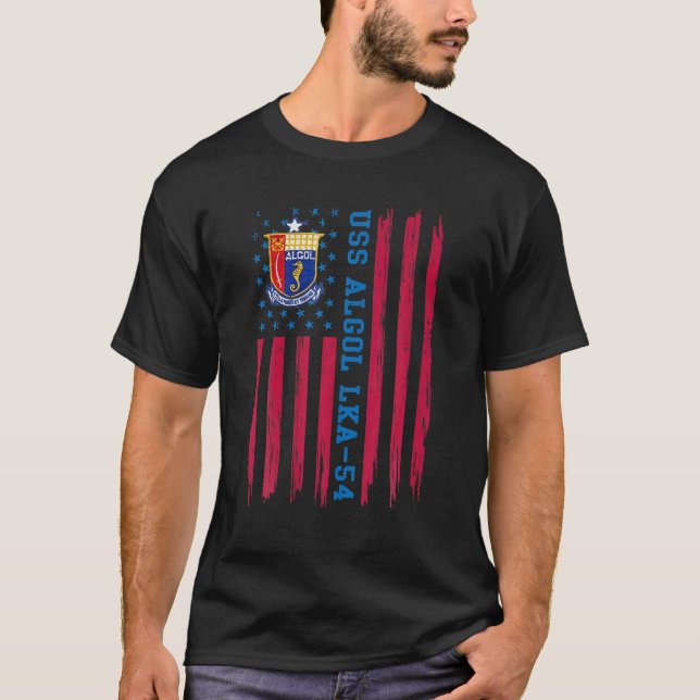 Camiseta USS Algol LKA 54 Veteranos de carga anfíbios Da (Frente)