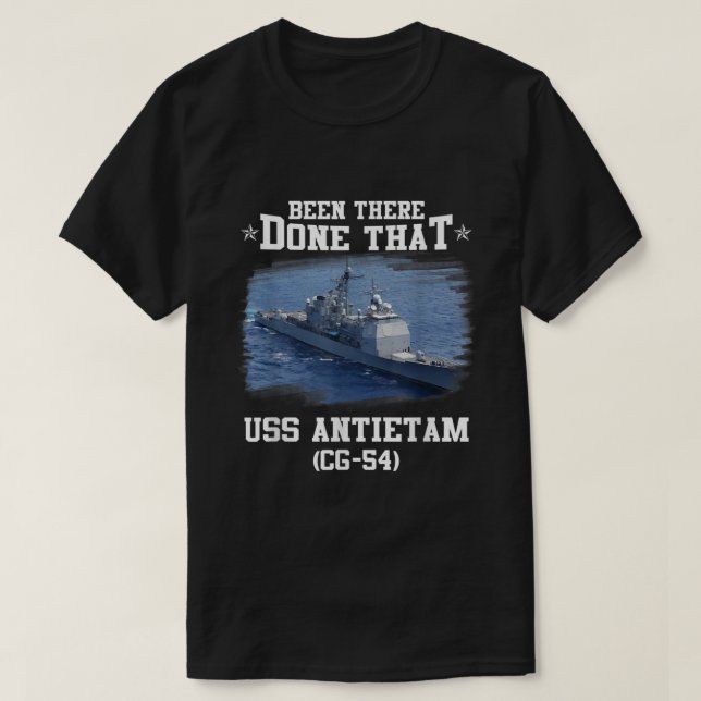 Camiseta USS Antietam CG4 Classe Ticonpeta Cruiser Padre (Frente do Design)