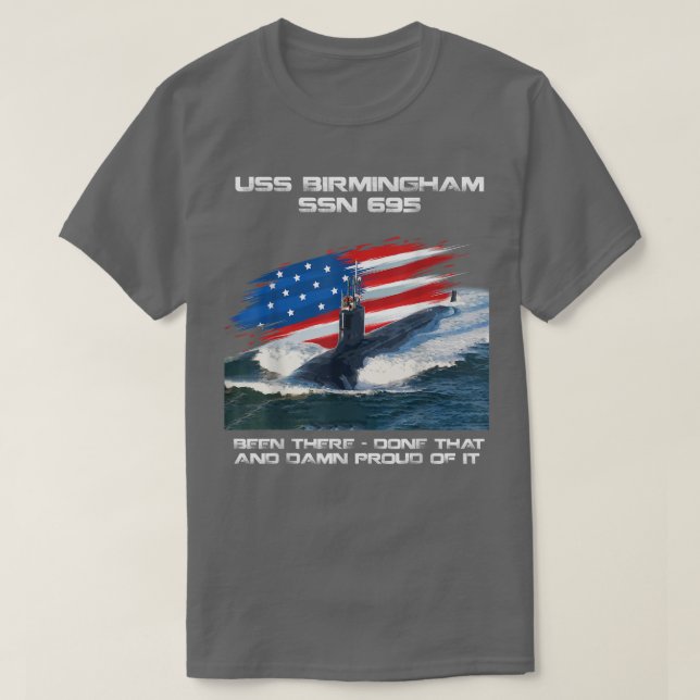 Camiseta USS Birmingham SSN695 American Flag Subsea Vete (Frente do Design)