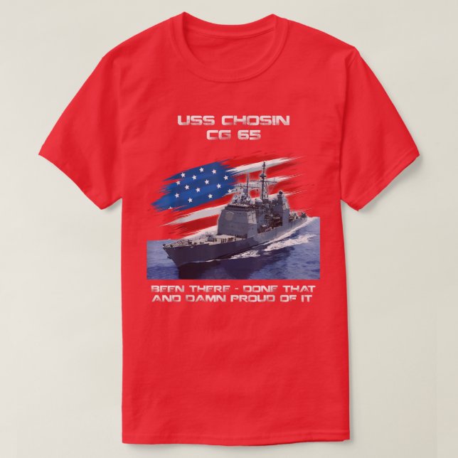 Camiseta USS Chosin CG65 Class Cruiser American Flag Vetera (Frente do Design)