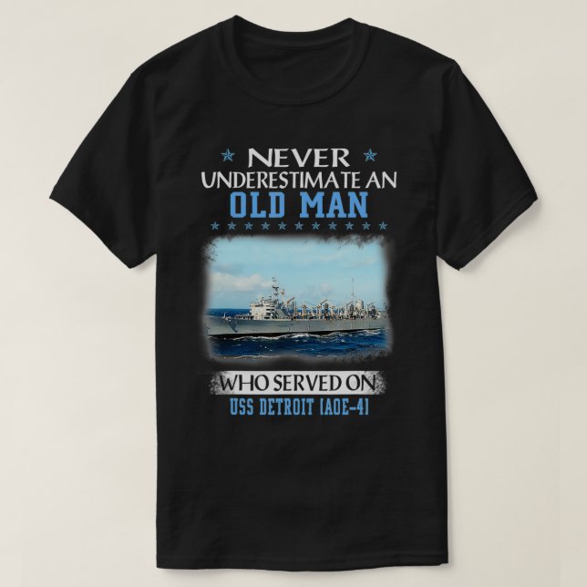 Camiseta USS Detroit AOE4 Veteranos Dia Pai (Frente do Design)