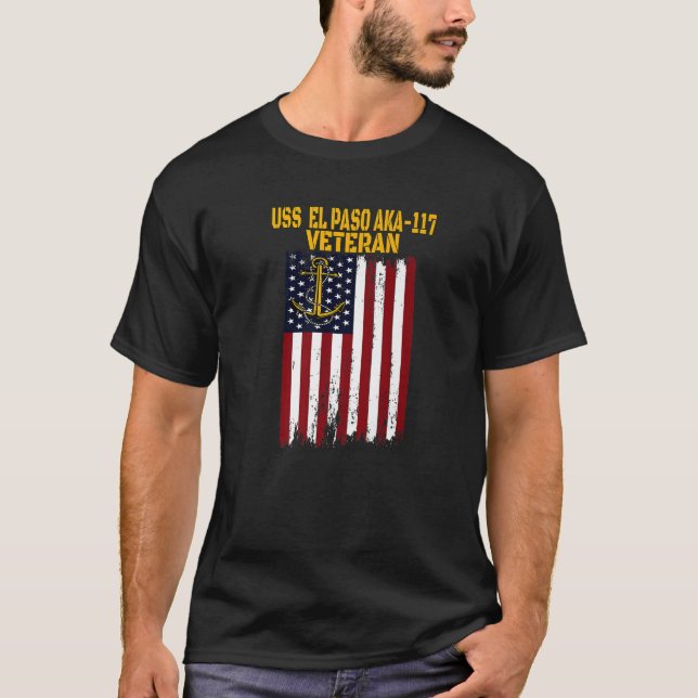 Camiseta USS El Paso AKA-117 LKA-117 Navio Anfíbio de Carga (Frente)