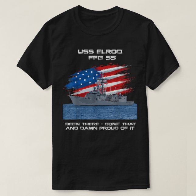 Camiseta USS Elrod FFG-55 Class Frigate American Flag Veter (Frente do Design)