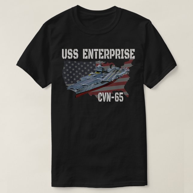 Camiseta USS Enterprise CVN-65 Transportadora de Aeronaves  (Frente do Design)