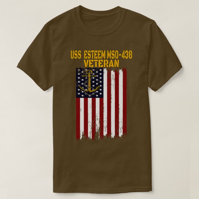 Camiseta USS Esteem MSO438 Minesweeper Warship Veterans Day (Frente do Design)