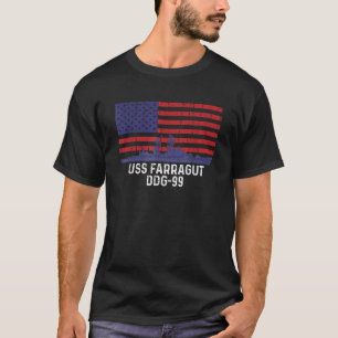 Camiseta USS Farragut DDG 99 Ship Vintage American Flag T S