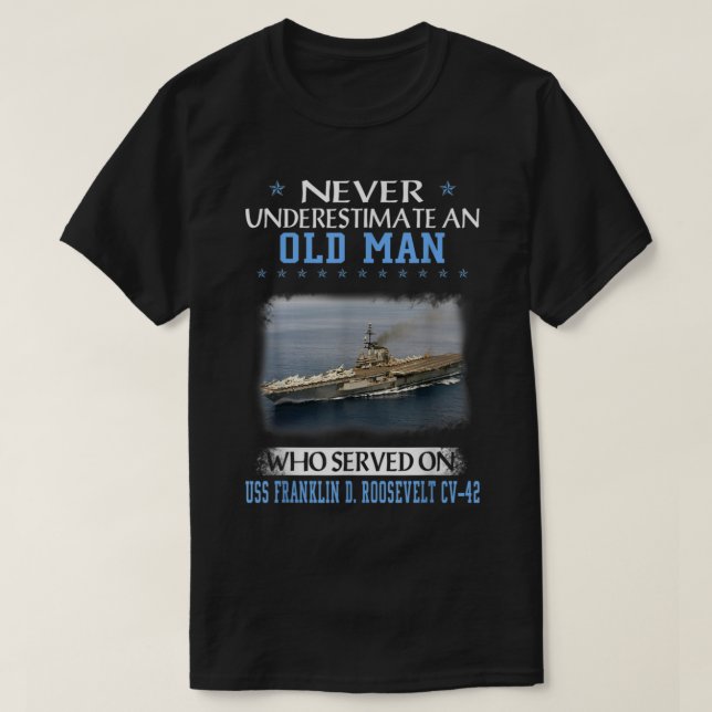 Camiseta USS Franklin D Roosevelt CV42 Aircraft Carrier Vet (Frente do Design)