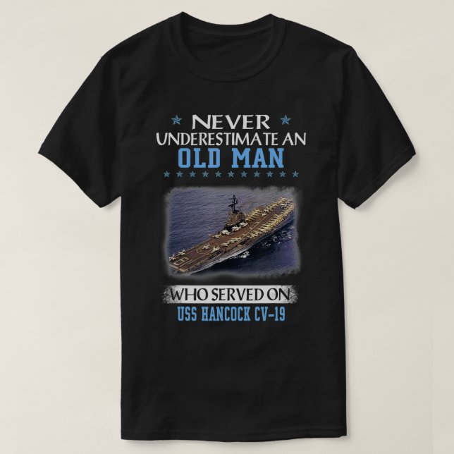 Camiseta USS Hancock CV19 Veteranos Dia Pai Presente (Frente do Design)
