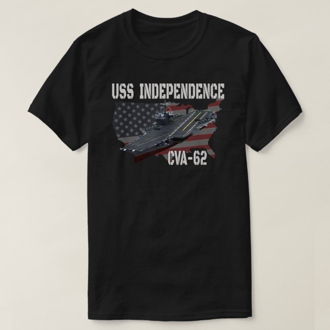 Camiseta USS Independência CVA-62 Transportadora Veteranos (Frente do Design)